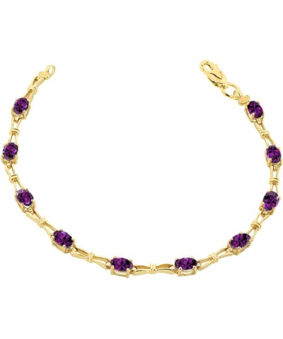 Dazzling 10k Yellow Gold Personalized Genuine Birthstone Tennis Bracelet 6.5 Inches Amethyst $144.39 Bracelets