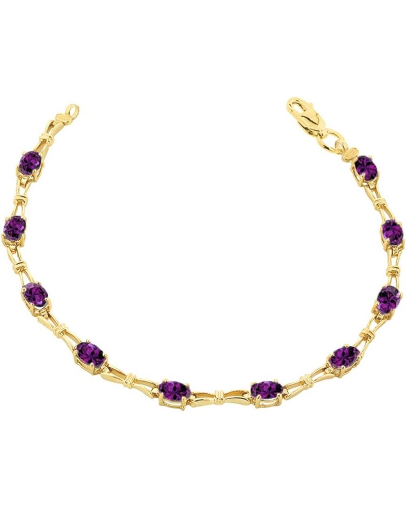 Dazzling 10k Yellow Gold Personalized Genuine Birthstone Tennis Bracelet 6.5 Inches Amethyst $144.39 Bracelets