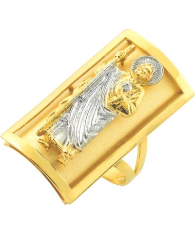 Solid 10k Two-Tone Gold Long Saint Jude Shield Ring (12.7 x 22.8 mm) $138.75 Rings