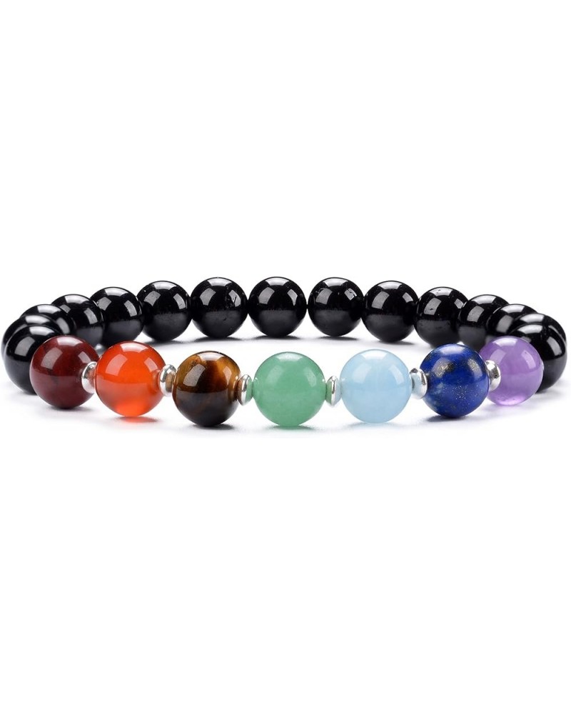 Chakra Stretch Bracelet | Genuine Natural 8mm Gemstones Beads, Sterling Silver Spacers | Men/Women | Small, Medium, Large Siz...