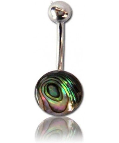 Organic Shell Belly Button Ring Piercing for Women - Navel Belly Button Rings with Surgical Steel - with Abalone, Mother of P...