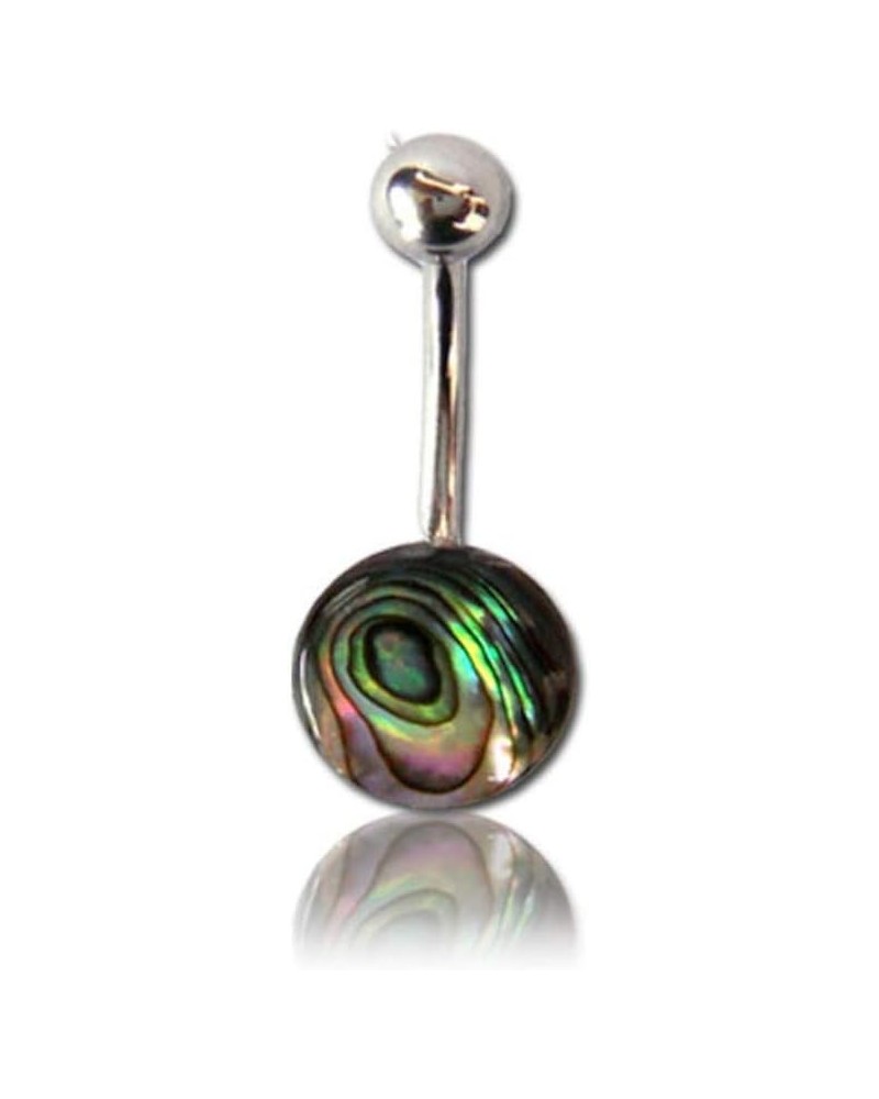 Organic Shell Belly Button Ring Piercing for Women - Navel Belly Button Rings with Surgical Steel - with Abalone, Mother of P...