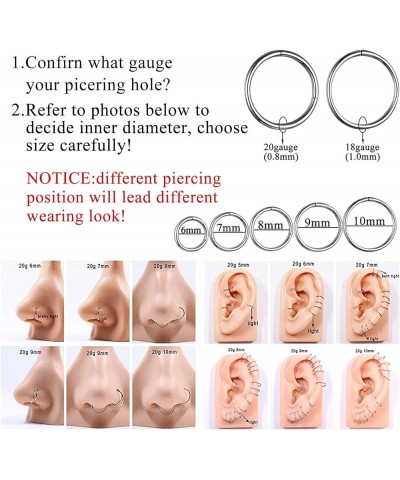 Nose Rings for Men Women Surgical Stainless Steel Body Piercing jewelry Tiny Wrap Hoop Hinged 18G 20G Lip Earring Nostril Nos...