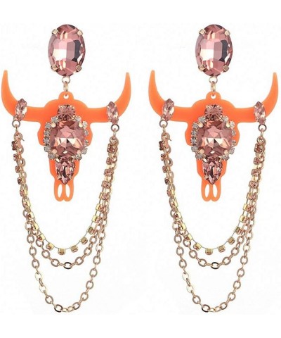 Womens Drop Dangle Earrings Brincos Oorbellen Crystal Stone Resin Bull Head Pendients Multilayer Drop Earrings for Woman Part...