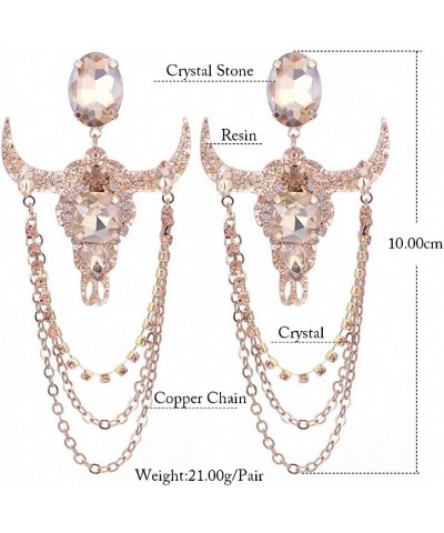 Womens Drop Dangle Earrings Brincos Oorbellen Crystal Stone Resin Bull Head Pendients Multilayer Drop Earrings for Woman Part...