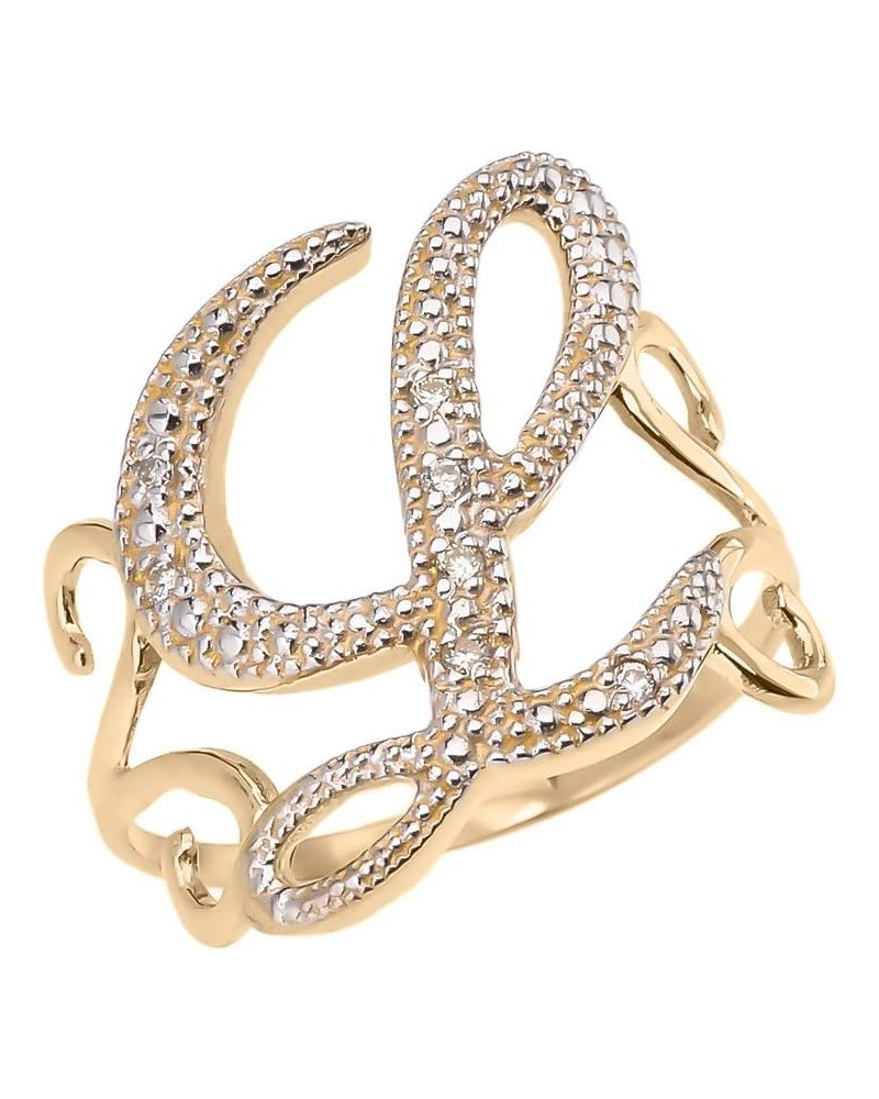 10k Yellow Gold Modern Cursive L Diamond $68.25 Rings