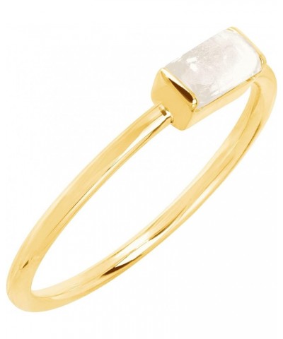 Baguette-Cut Birthstone Ring in 1K Gold Moonstone $14.49 Rings