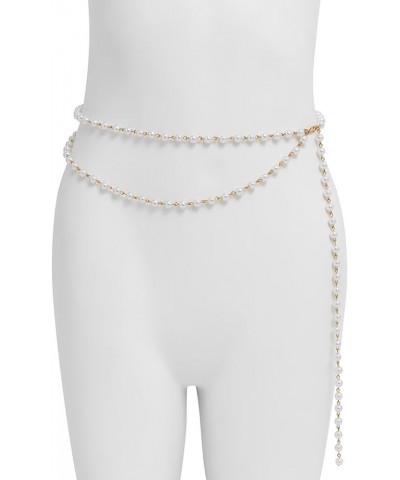 Multi Layered Long Big Pearl Waist Chain Belt Trendy Pearl Waistband Pearl Hip Belly Body Chain Dress Pearl Belt for Women Be...