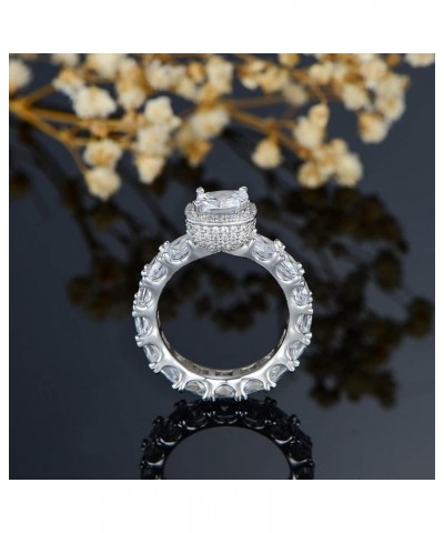 Two-in-One Wedding Engagement Rings,18K White Gold Plated Cubic Zirconia Eternity Bridal Rings for Women A - Halo Style $13.0...