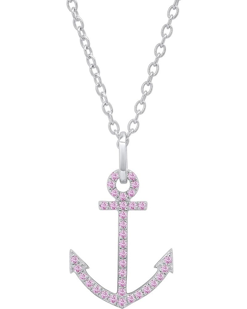 Ladies Anchor Pendant (Silver Chain Included), Available In Round Diamonds, Gemstones & Metal in 10K/14K/18K Gold & 925 Sterl...