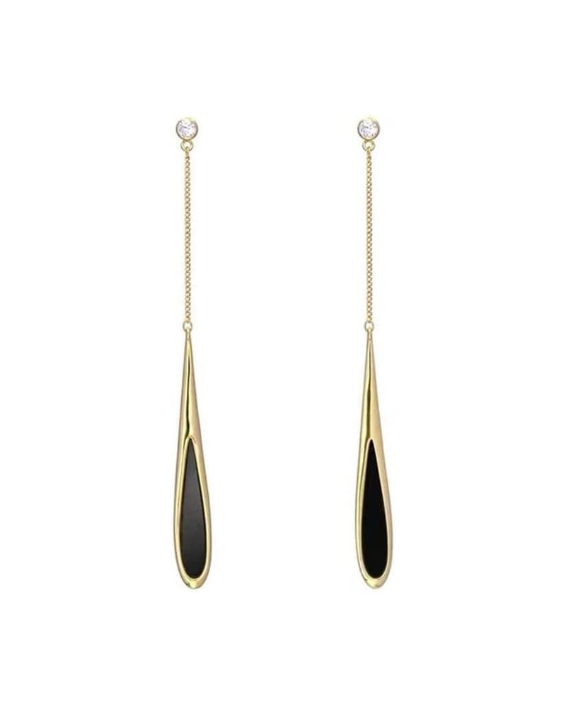 Long Teardrop Earrings Black Drop Earrings for Women Hypoallergenic Gold Earrings Fashion Everyday Jewelry Gift for Girls gol...