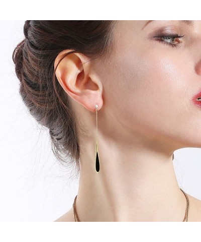 Long Teardrop Earrings Black Drop Earrings for Women Hypoallergenic Gold Earrings Fashion Everyday Jewelry Gift for Girls gol...