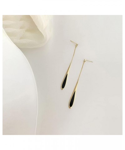 Long Teardrop Earrings Black Drop Earrings for Women Hypoallergenic Gold Earrings Fashion Everyday Jewelry Gift for Girls gol...