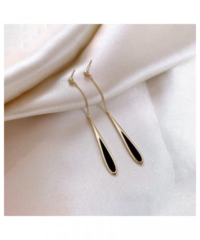 Long Teardrop Earrings Black Drop Earrings for Women Hypoallergenic Gold Earrings Fashion Everyday Jewelry Gift for Girls gol...