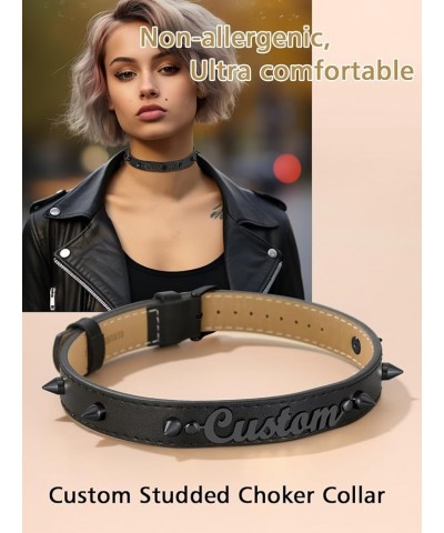 Black Leather Collar Custom Name Choker Necklaces for Women 18K Gold Plated Letter Charm Personalized Jewelry for Women Cospl...