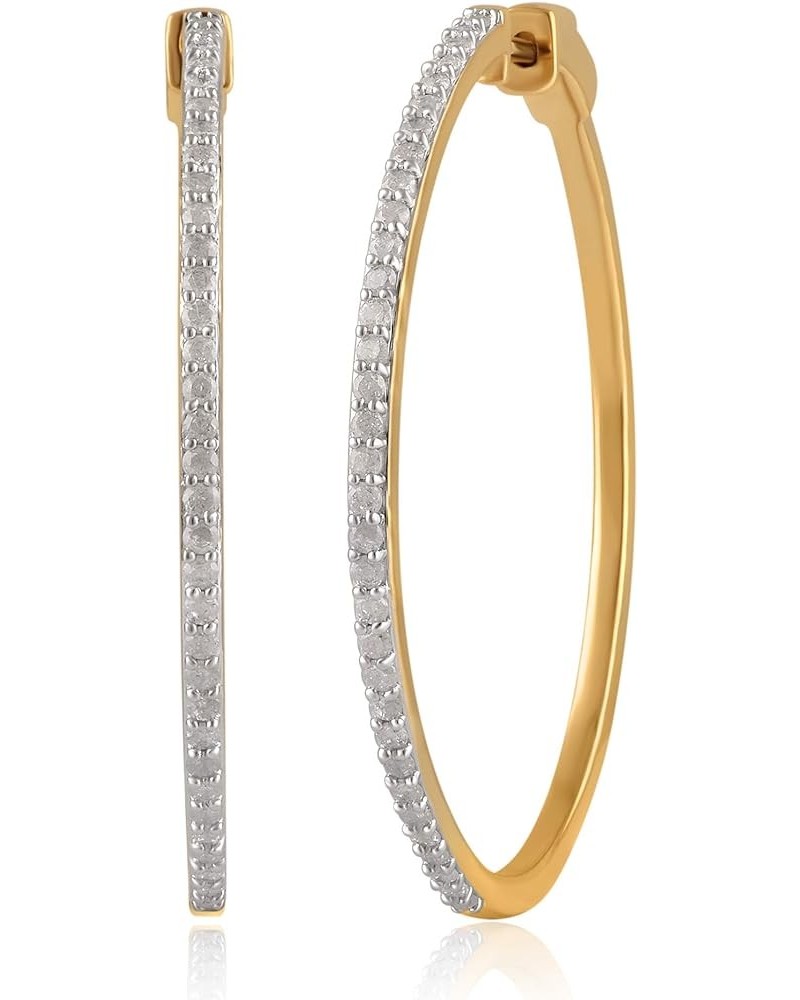 0.10 to 1.00 Carat,14K Solid Gold Plated Over Sterling Silver Round Cut Diamond Hoop Earring (K-L, I3)by |Fine Jewelry for Wo...