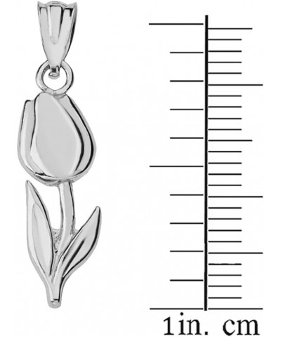 Beautiful 10k White Gold Floral Tulip Flower Charm Pendant Necklace 22.0 Inches $65.99 Necklaces