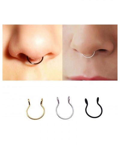 Fake Piercings Nose Ring Hoop 8mm, Nose Piercing Hoop Stainless Steel Non Piercing Nose Rings Hoop Jewelry $3.33 Body Jewelry