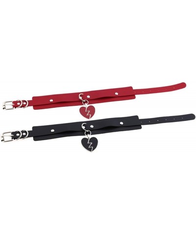 Womens Punk Leather Choker Broken Heart Pendant Choker Collar Gothic Choker Necklace Red $9.67 Necklaces