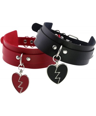 Womens Punk Leather Choker Broken Heart Pendant Choker Collar Gothic Choker Necklace Red $9.67 Necklaces