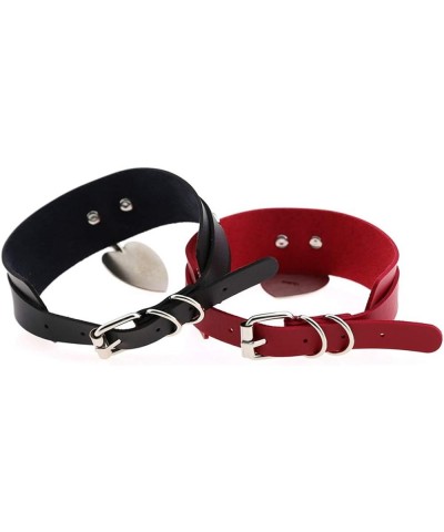 Womens Punk Leather Choker Broken Heart Pendant Choker Collar Gothic Choker Necklace Red $9.67 Necklaces