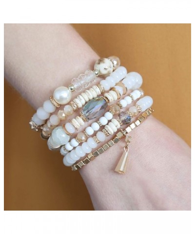 Bead Multi Layer Versatile Statement Bracelets - Stackable Beaded Strand Stretch Bangles Sparkly Crystal Mix, Tassel Charm Na...