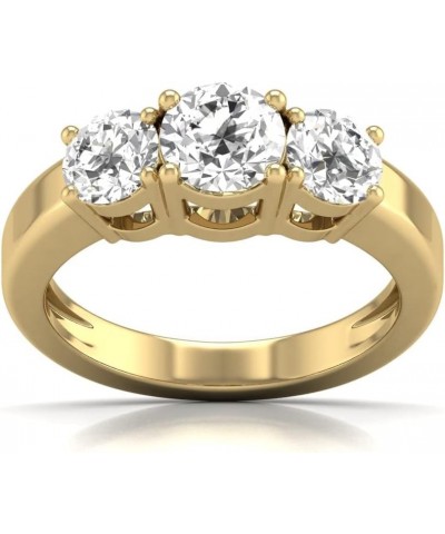 2 Carat TW Lab Grown Diamond Three Stone Engagement Ring Available in White and Yellow Gold (Color F-G, VS-SI Clarity) Yellow...