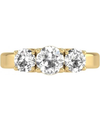 2 Carat TW Lab Grown Diamond Three Stone Engagement Ring Available in White and Yellow Gold (Color F-G, VS-SI Clarity) Yellow...