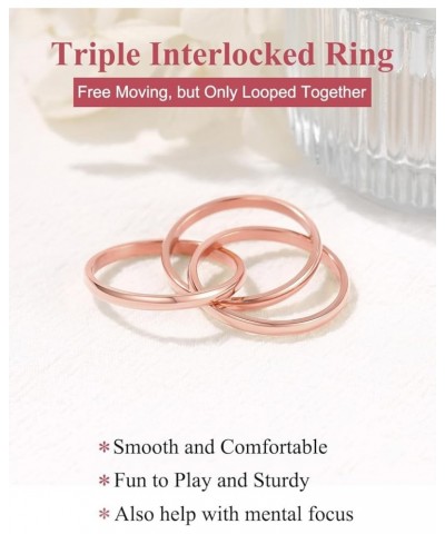 14K Gold Plated Interlocked Rolling Fidget Ring for Anxiety for Women and Men, Stainless Steel/Tricolor/Rainbow/Rose Gold/Bla...