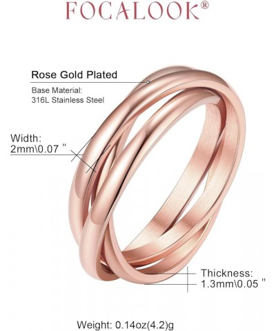 14K Gold Plated Interlocked Rolling Fidget Ring for Anxiety for Women and Men, Stainless Steel/Tricolor/Rainbow/Rose Gold/Bla...