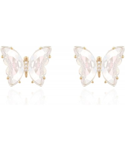 Butterfly Shape Crystal Gold Stud Earrings for Women Girls Transparent $7.94 Earrings