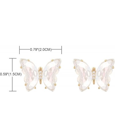 Butterfly Shape Crystal Gold Stud Earrings for Women Girls Transparent $7.94 Earrings