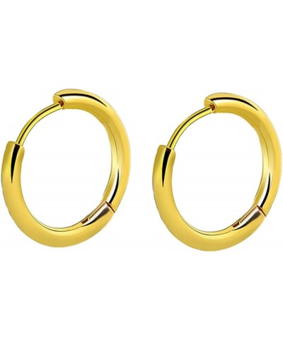 Men Women Silver/Black/Gold Earrings Set,Circle Mens Women Earring Stainless Steel Gold-2.5x16MM $11.69 Earrings