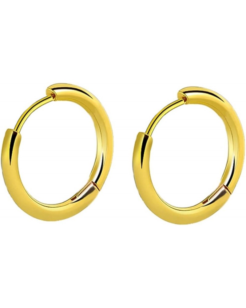 Men Women Silver/Black/Gold Earrings Set,Circle Mens Women Earring Stainless Steel Gold-2.5x16MM $11.69 Earrings