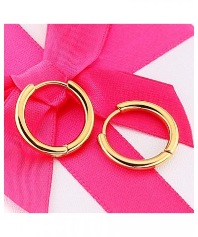 Men Women Silver/Black/Gold Earrings Set,Circle Mens Women Earring Stainless Steel Gold-2.5x16MM $11.69 Earrings