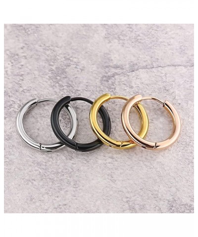 Men Women Silver/Black/Gold Earrings Set,Circle Mens Women Earring Stainless Steel Gold-2.5x16MM $11.69 Earrings