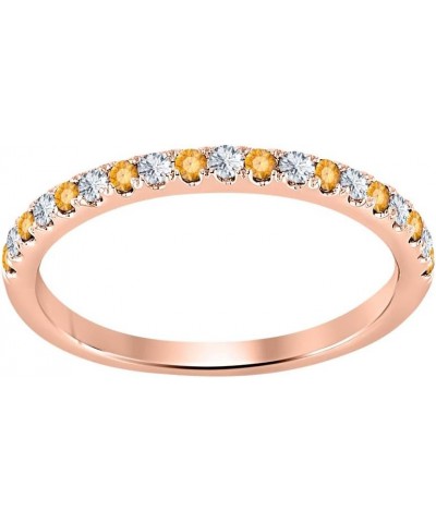 Round Cut Gemstone Half Eternity 14k Gold Over .925 Sterling Silver Wedding Engagement Band Ring for Women Pink $20.25 Rings