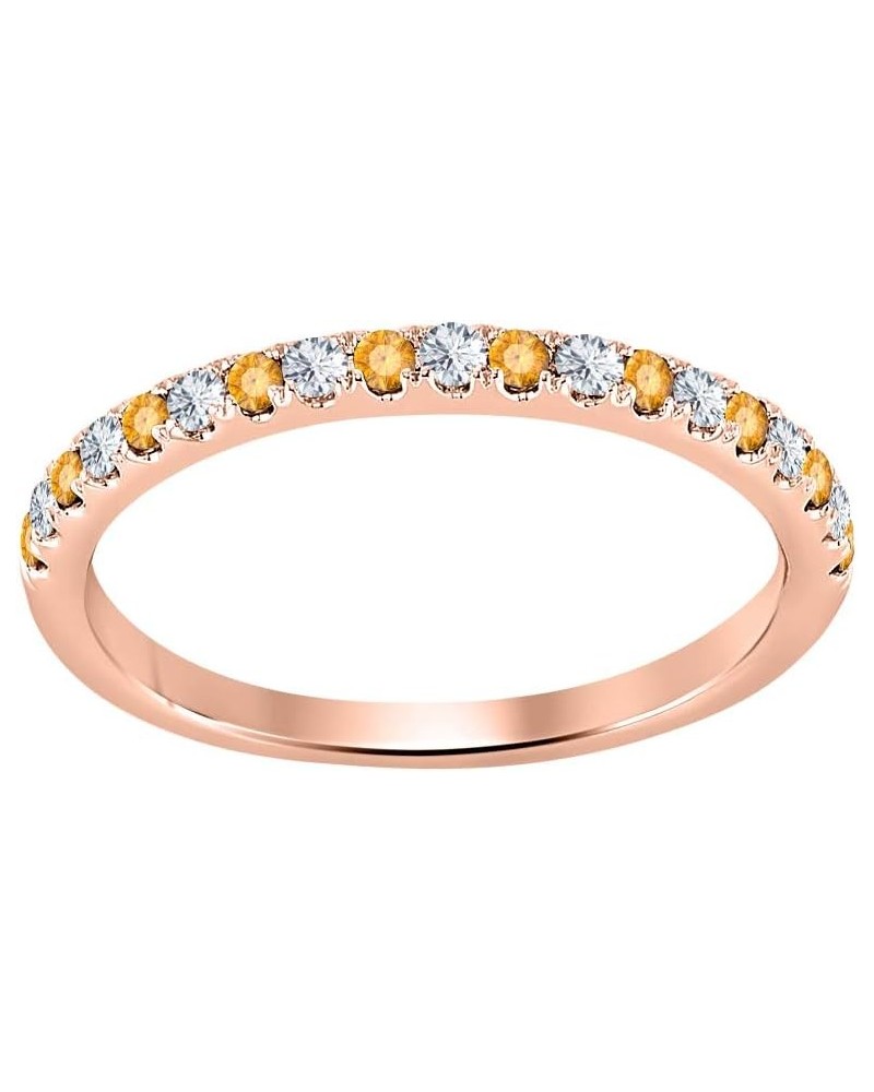 Round Cut Gemstone Half Eternity 14k Gold Over .925 Sterling Silver Wedding Engagement Band Ring for Women Pink $20.25 Rings