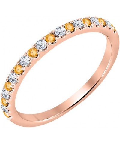 Round Cut Gemstone Half Eternity 14k Gold Over .925 Sterling Silver Wedding Engagement Band Ring for Women Pink $20.25 Rings