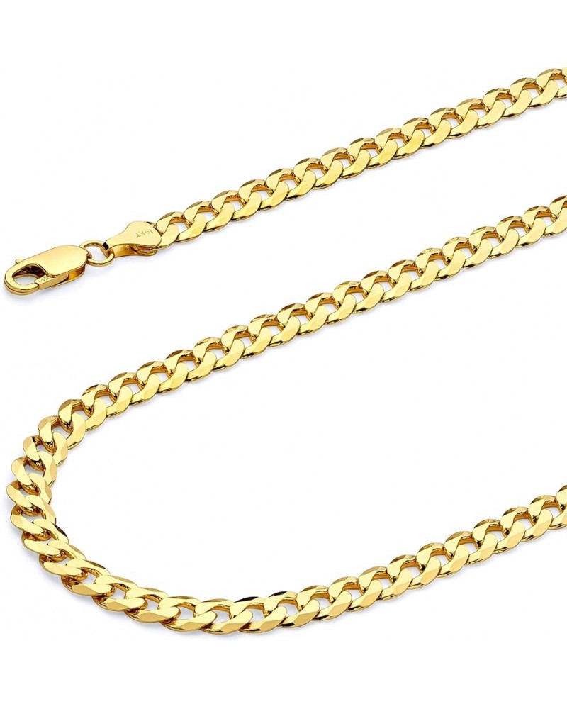 14K Solid Gold Beveled Cuban Link Curb Chains (Select Options) 26 Inches Yellow Gold $527.67 Necklaces