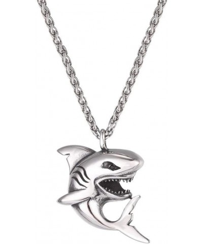 Shark/Fish/Dinosaur Pendant Animal Jewelry Men Boys Necklace with Stainless Steel/Gold/Black Personalized Punk Necklace with ...