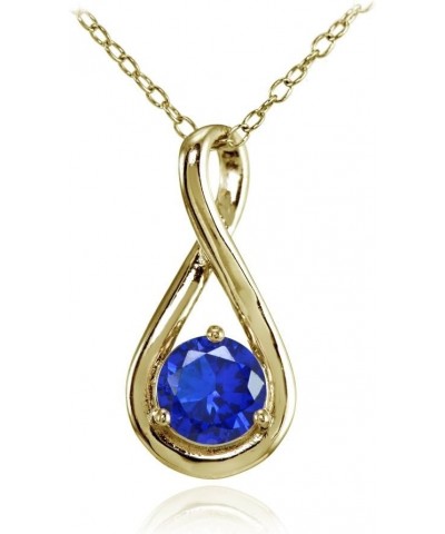 Yellow Gold Flashed Sterling Silver Simulated Gemstone Polished 5mm Round Infinity Necklace Simulated Blue Sapphire $18.54 Ne...