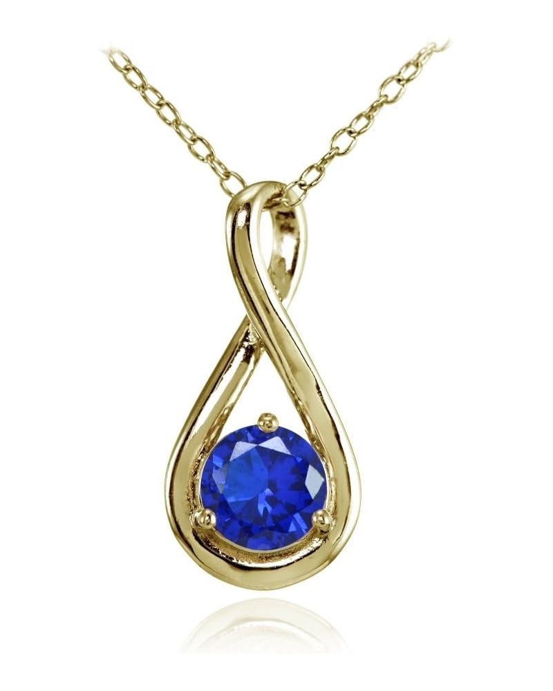 Yellow Gold Flashed Sterling Silver Simulated Gemstone Polished 5mm Round Infinity Necklace Simulated Blue Sapphire $18.54 Ne...