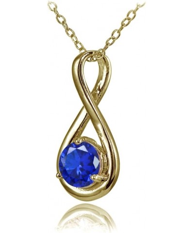 Yellow Gold Flashed Sterling Silver Simulated Gemstone Polished 5mm Round Infinity Necklace Simulated Blue Sapphire $18.54 Ne...