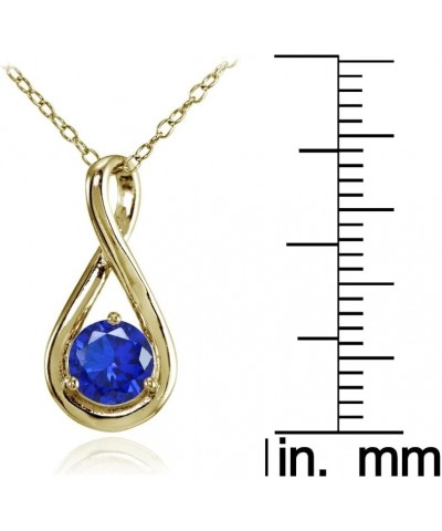 Yellow Gold Flashed Sterling Silver Simulated Gemstone Polished 5mm Round Infinity Necklace Simulated Blue Sapphire $18.54 Ne...