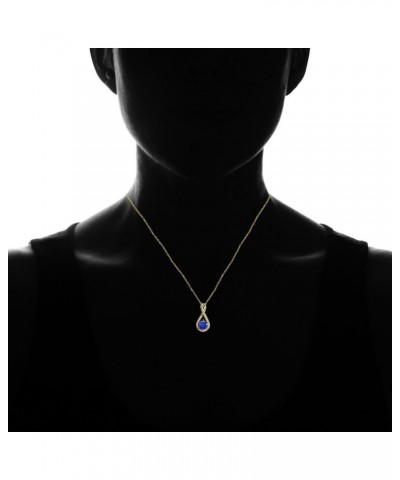 Yellow Gold Flashed Sterling Silver Simulated Gemstone Polished 5mm Round Infinity Necklace Simulated Blue Sapphire $18.54 Ne...