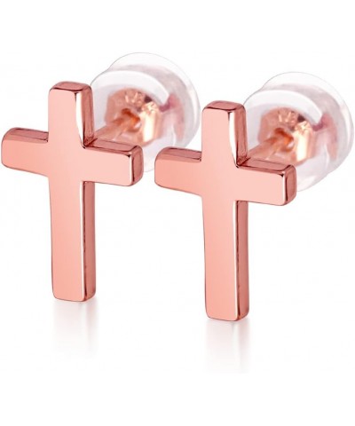 925 Sterling Silver Cross Stud Earrings Fashion Earrings Cross Earrings 18k Rose Gold Plated $8.15 Earrings