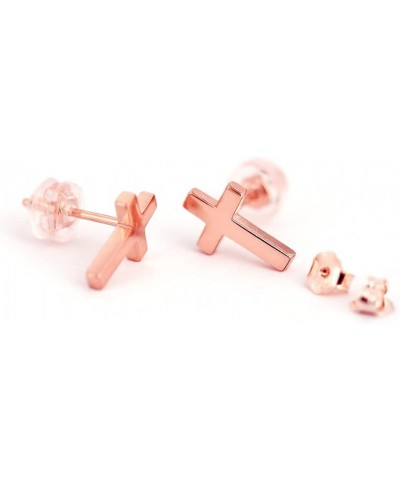 925 Sterling Silver Cross Stud Earrings Fashion Earrings Cross Earrings 18k Rose Gold Plated $8.15 Earrings