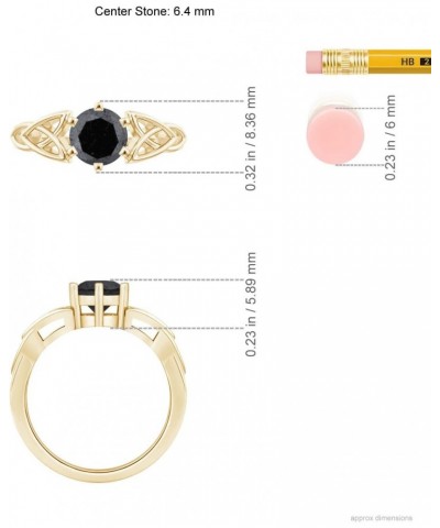 Enhanced Black Diamond Solitaire Ring for Women, Girls in 14K Yellow Gold Size-7 (Grade-A | Size-6.4mm) | April Birthstone Je...