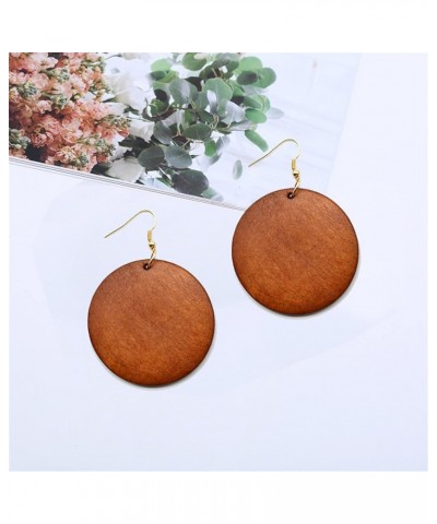 Wooden Hoop Earrings for Women Girls Retro Black African Bohemian Wood Teardrop Geometric Lightweight Dangle Drop Earrings Ci...